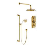 Plum&clay Ashford Gold Traditional Round Concealed Thermostatic Mixer Shower Set With Fixed Head & Handset