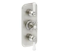 Plum&clay Ashford Nickel Traditional Concealed Triple Thermostatic Shower Valve With Diverter & Two Outlets
