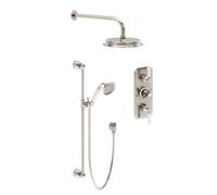 Plum&clay Ashford Nickel Traditional Round Concealed Thermostatic Mixer Shower Set With Fixed Head & Handset