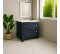 Plum&clay Beckett Blue Grey Floor Standing Traditional Bathroom Vanity Unit & Basin (W)650mm (H)850mm