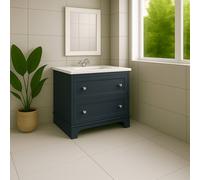 Plum&clay Beckett Dark Grey Floor Standing Traditional Bathroom Vanity Unit With White Worktop & Ceramic Basin (W)800mm (H)850mm