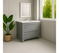 Plum&clay Beckett Light Grey Floor Standing Traditional Bathroom Vanity Unit & Basin (W)800mm (H)850mm