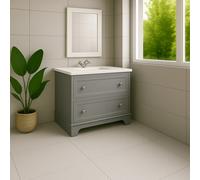 Plum&clay Beckett Light Grey Floor Standing Traditional Bathroom Vanity Unit With White Worktop & Ceramic Basin (W)800mm (H)850mm