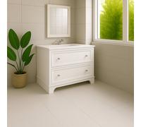 Plum&clay Beckett White Floor Standing Traditional Bathroom Vanity Unit With White Worktop & Ceramic Basin (W)1000mm (H)850mm
