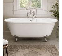Plum&clay Bridget Acrylic Traditional White Freestanding Bath With Chrome Feet Includes Waste (L)1500mm (W)780mm