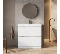 Plum&clay Eden Gloss White Floor Standing Vanity Unit With Ceramic Basin (W)900mm