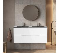 Plum&clay Eden Gloss White Wall Hung Vanity Unit With Grey Glass Basin (W)1200mm