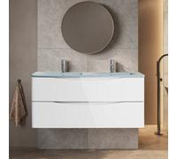 Plum&clay Eden Gloss White Wall Hung Vanity Unit With White Glass Basin (W)1200mm