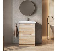 Plum&clay Eden Light Oak Floorstanding Vanity Unit With Resin Basin (W)640mm