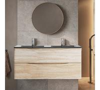 Plum&clay Eden Light Oak Wall Hung Vanity Unit With Grey Glass Basin (W)1200mm