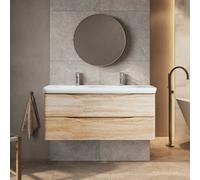 Plum&clay Eden Light Oak Wall Hung Vanity Unit With Round Resin Basin (W)1240mm