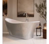 Plum&clay Edmonton Modern Silver Effect Acrylic Freestanding Bath (L)1750mm (W)750mm Includes Waste