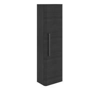 Plum&clay Emery Wall Hung Textured Black Tall Bathroom Cabinet With Black Bar Handle (H)120Cm (W)35Cm