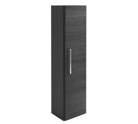 Plum&clay Emery Wall Hung Textured Black Tall Bathroom Cabinet With Chrome Bar Handle (H)120Cm (W)35Cm