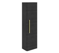 Plum&clay Emery Wall Hung Textured Black Tall Bathroom Cabinet With Gold Bar Handle (H)120Cm (W)35Cm