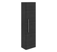 Plum&clay Emery Wall Hung Textured Black Tall Bathroom Cabinet With Gun Grey Bar Handle (H)120Cm (W)35Cm