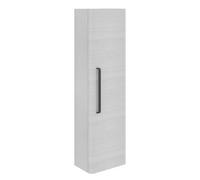 Plum&clay Emery Wall Hung Textured White Tall Bathroom Cabinet With Black Bar Handle (H)120Cm (W)35Cm
