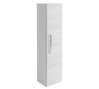 Plum&clay Emery Wall Hung Textured White Tall Bathroom Cabinet With Chrome Bar Handle (H)120Cm (W)35Cm