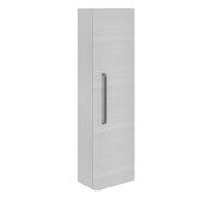 Plum&clay Emery Wall Hung Textured White Tall Bathroom Cabinet With Gun Grey Bar Handle (H)120Cm (W)35Cm