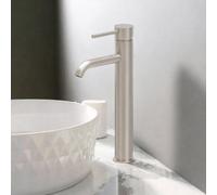 Plum&clay Emilia Brushed Nickel Round Deck-Mounted Tall Basin Mono Mixer Tap