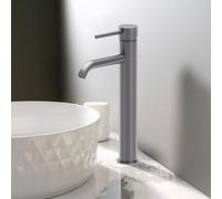 Plum&clay Emilia Gun Grey Round Deck-Mounted Tall Basin Mono Mixer Tap