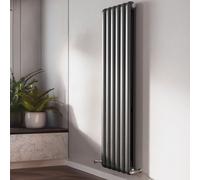 Plum&clay Estelle Grey Double Vertical Column Radiator (H)1800mm (W)380mm
