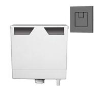 Plum&clay Ether Compact Concealed Dual Flush Cistern With Gun Grey Square Flush Button