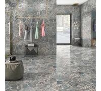 Plum&Clay Ethos Polished Green Stone Effect Porcelain Wall & Floor Tile Pack Of 32 Tiles 23M² (L)600mm (W)1200mm