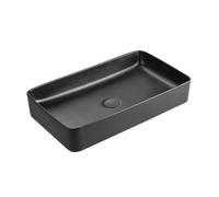 Plum&clay Geller Matt Black Ceramic Rectangular Counter Top Basin (W)600mm (D)380mm