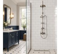 Plum&clay Gwen Traditional Chrome Shower Kit Dual Exposed Valve With Grand Rigid Riser And Soap Basket