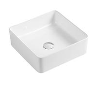 Plum&clay Halo Gloss White Ceramic Square Counter Top Basin (W)370mm