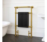 Plum&clay Hampton Black & Gold Heated Towel Rail (W)600mm (H)940mm