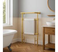 Plum&clay Hampton White & Gold Heated Towel Rail (W)600mm (H)940mm