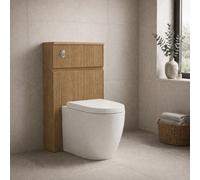Plum&clay Harper Ribbed Oak Wood Back To Wall Toilet Wc Unit