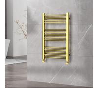 Plum&clay Haze Brushed Gold Straight Ladder Heated Towel Radiator Rail (H)770mm (W)500mm