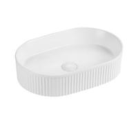 Plum&clay Helios Gloss White Ceramic Oval Ribbed Counter Top Basin (W)480mm (D)325mm