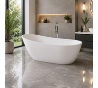 Plum&clay Idra Modern Acrylic White Freestanding Slipper Bath (L)1500mm (W)740mm