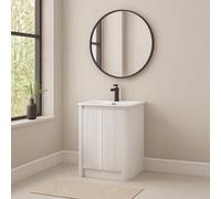 Plum&clay Isla Ribbed Fluted White Freestanding Bathroom Vanity Unit & White Basin Set (W)600mm