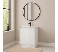 Plum&clay Isla Ribbed Fluted White Freestanding Bathroom Vanity Unit & White Basin Set (W)800mm