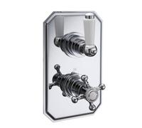 Plum&clay Kingham Traditional Chrome Concealed Thermostatic Shower Mixer Valve, Dual Outlet
