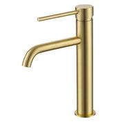 Plum&clay Levi Brushed Gold Round Deck-Mounted Tall Basin Mono Mixer Tap