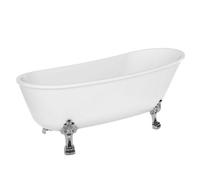 Plum&clay Marion Traditional Freestanding White Acrylic Bath With Chrome Feet (L)1500mm (W)735mm
