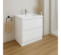 Plum&clay Marvel Floor Standing Bathroom Vanity Unit In Gloss White With Ceramic Basin (W)900mm