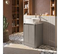 Plum&clay Mayfair Gloss Light Grey Freestanding Bathroom Vanity Unit With White Marble Countertop (W)550mm (H)745mm