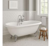 Plum&clay Mercy White Traditional Roll Top Freestanding Acrylic Bath With Chrome Feet (L)1750mm (W)800mm