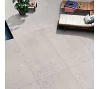 Plum&Clay Mythos Matt White Stone Effect Porcelain Outdoor Tile Pack Of 13 Tiles 9.36M² (L)600mm (W)1200mm
