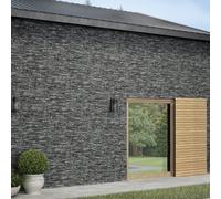 Plum&Clay Oracle Dark Grey Split Faced Stone Effect Porcelain Tile Pack Of 4 Tiles 1.14M² (L)890mm (W)320mm