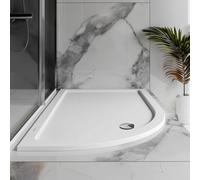 Plum&clay Pearl Offset Quadrant Left Hand Low Profile Anti Slip White Shower Tray (L)1200mm (W)800mm (H)50mm
