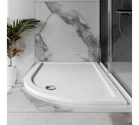 Plum&clay Pearl Offset Quadrant Right Hand Low Profile Anti Slip White Shower Tray (L)1200mm (W)900mm (H)50mm