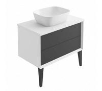 Plum&clay Queens White Floor Standing Bathroom Vanity Unit With Ceramic Worktop (W)85Cm (H)69Cm